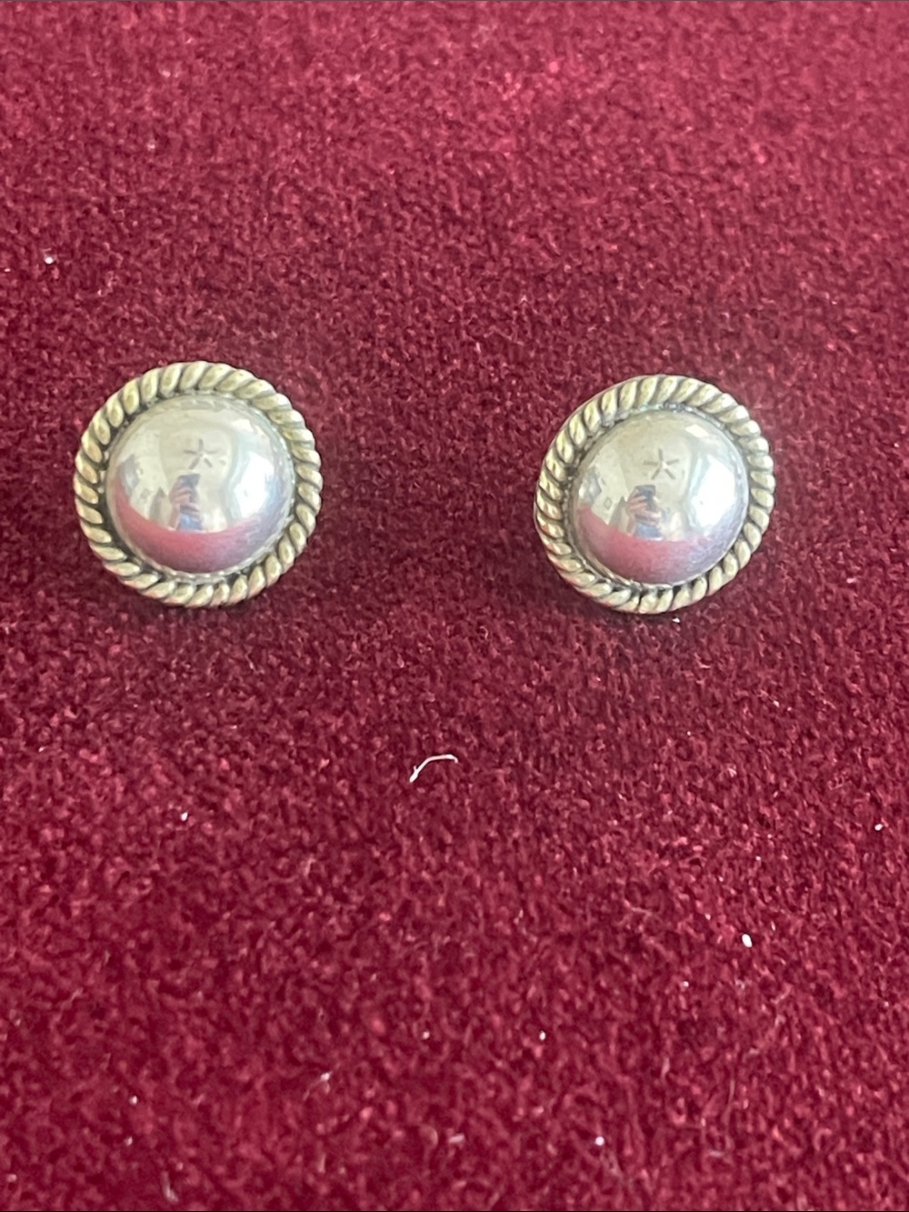 Vintage Sterling Silver Button Earrings
